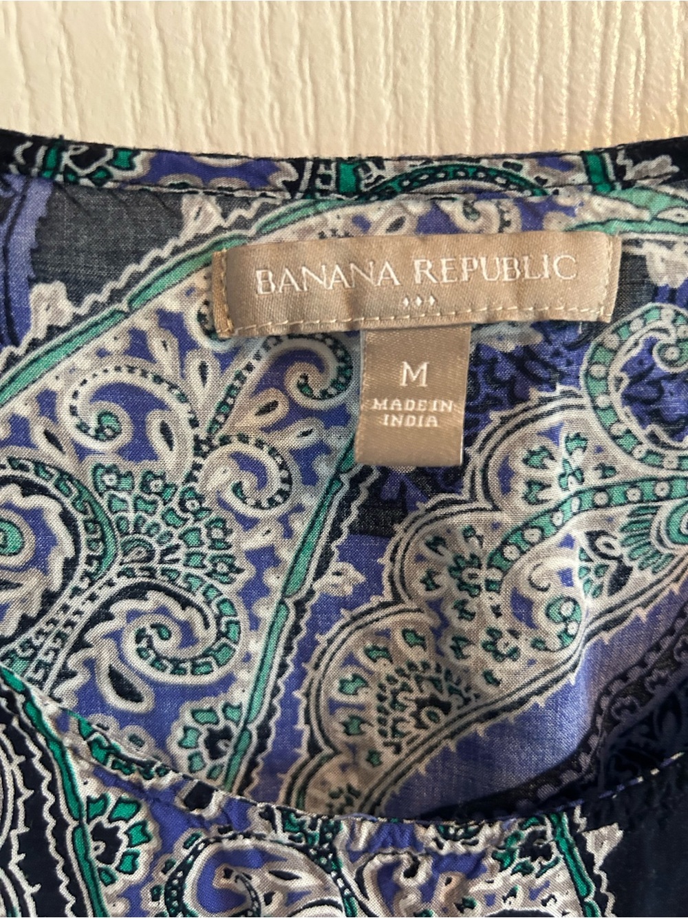 Banana Republic Navy Blue Paisley Mini Dress with Teal and White - Picture 3 of 6
